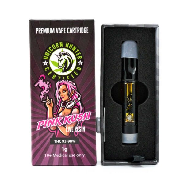 Pink Kush Live Resin Vape Cartridge by Unicorn Hunter Certified