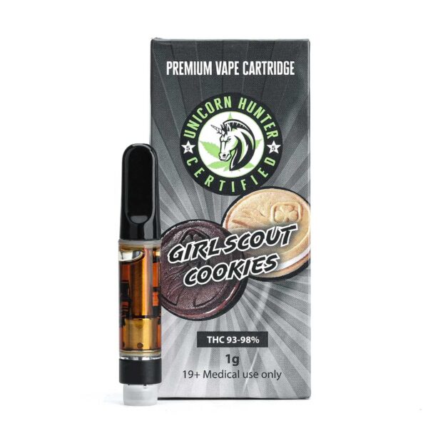 Girl Scout Cookies Distillate Vape Cartridge by Unicorn Hunter Certified
