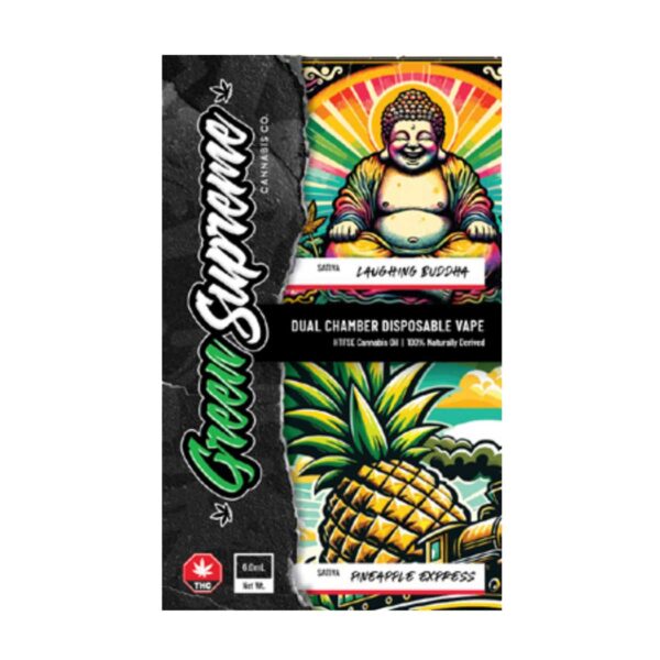 laughing buddha pineapple express dual chamber distillate vape pen 6g green supreme