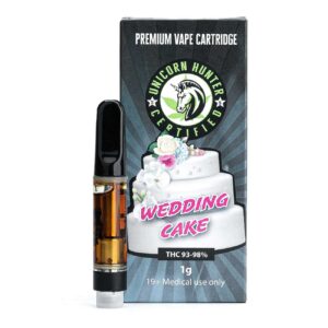 Wedding Cake Distillate Vape Cartridge by Unicorn Hunter Certified