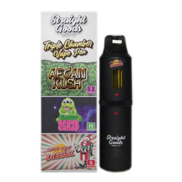 Afghan Kush + Sour Space Candy + Super Sour Diesel Distillate Vape Pen (9 g) by Straight Goods Supply Co.