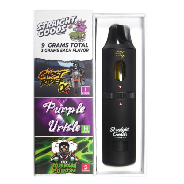 Ghost Rider OG + Purple Urkle + Durban Poison Distillate Vape Pen (9 g) by Straight Goods Supply Co.