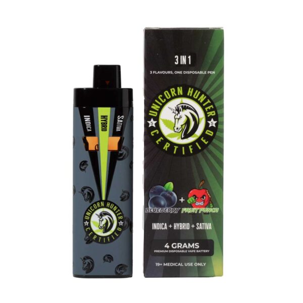 Blueberry + Fruit Punch Distillate Vape Pen by Unicorn Hunter Certified