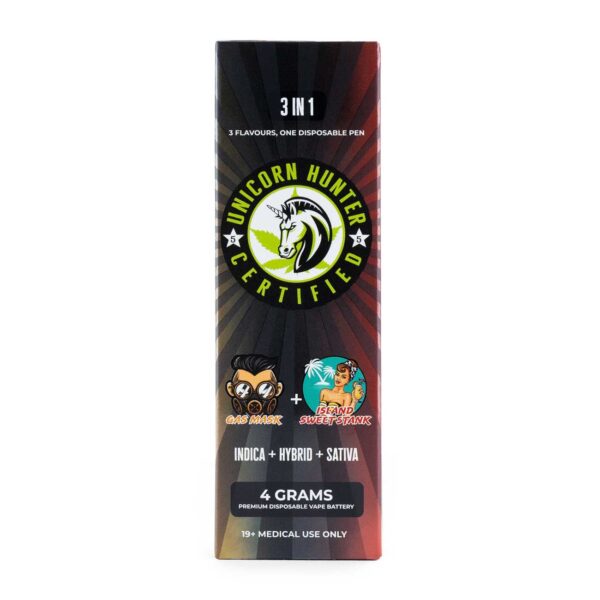 Gas Mask + Island Sweet Stank Distillate Vape Pens by Unicorn Hunter Certified
